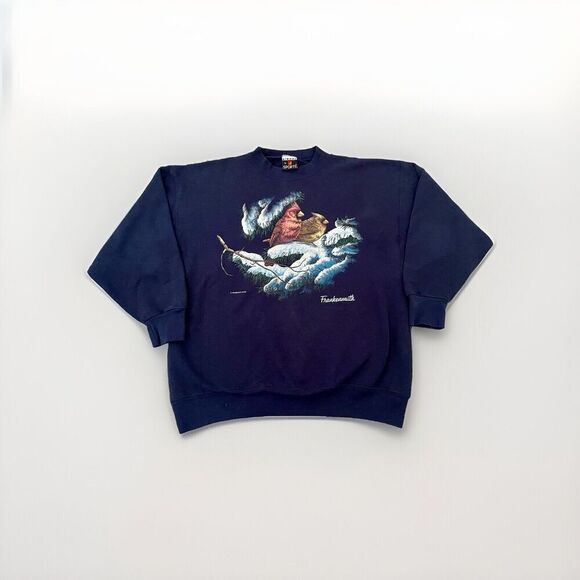 Vintage Sweatshirt Crewneck Winter Bird Granny Core Cozy Season Graphic X Large - Picture 1 of 8